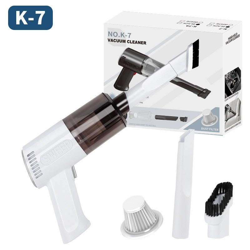 Aspirator Portabil Fara Fir, Flippy, Tip Pistol K7, Pentru Casa si Masina, Incarcare USB, Autonomie 30 Min, 36 x 17 cm, Alb-0