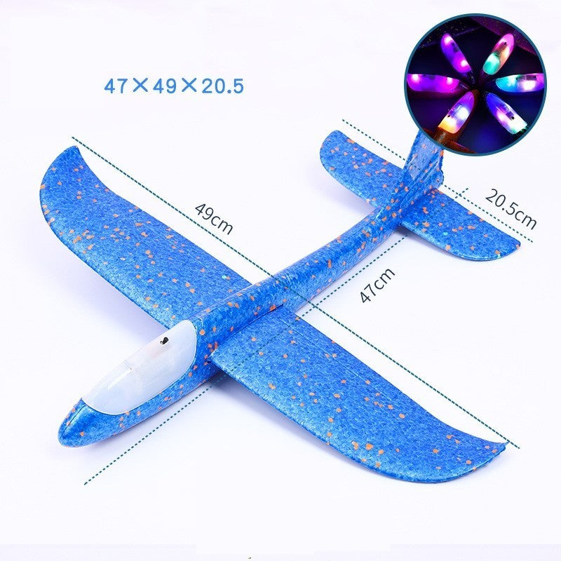 Avion Planor cu Pilot, Flippy, Din Polistiren, Cu Lumini in Cabina Pilotului, Lungime 47 cm, Albastru-8