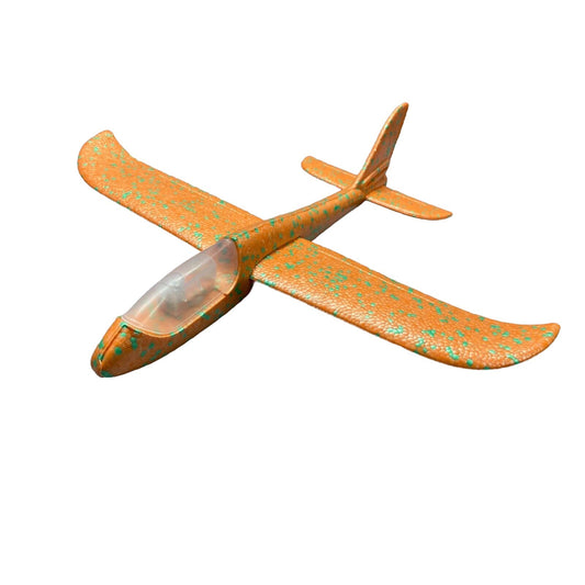 Avion Planor cu Pilot, Flippy, Din Polistiren, Cu Lumini in Cabina Pilotului, Lungime 47 cm, Portocaliu-1