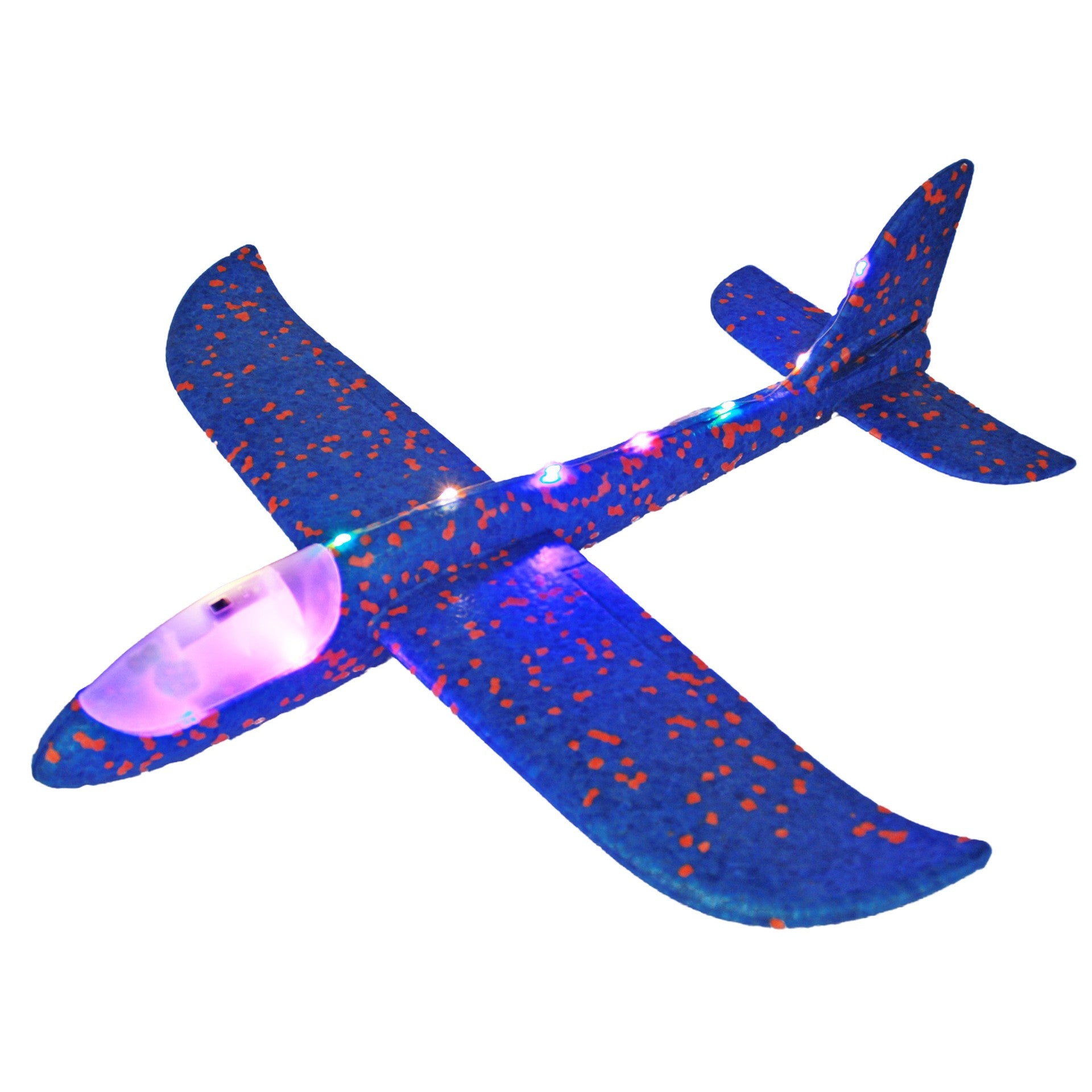 Avion Planor cu Pilot, Flippy, Din Polistiren, Cu Lumini pe Toata Lungimea, 47 cm, Albastru-1