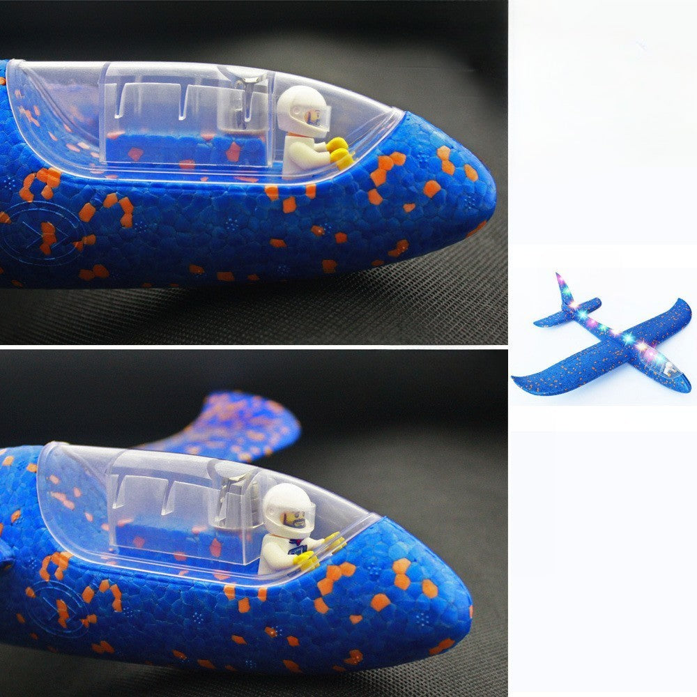 Avion Planor cu Pilot, Flippy, Din Polistiren, Cu Lumini pe Toata Lungimea, 47 cm, Albastru-2
