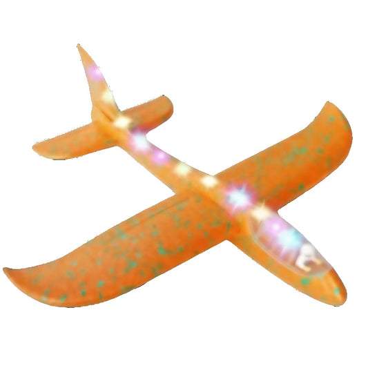 Avion Planor cu Pilot, Flippy, Din Polistiren, Cu Lumini pe Toata Lungimea, 47 cm, Portocaliu-0