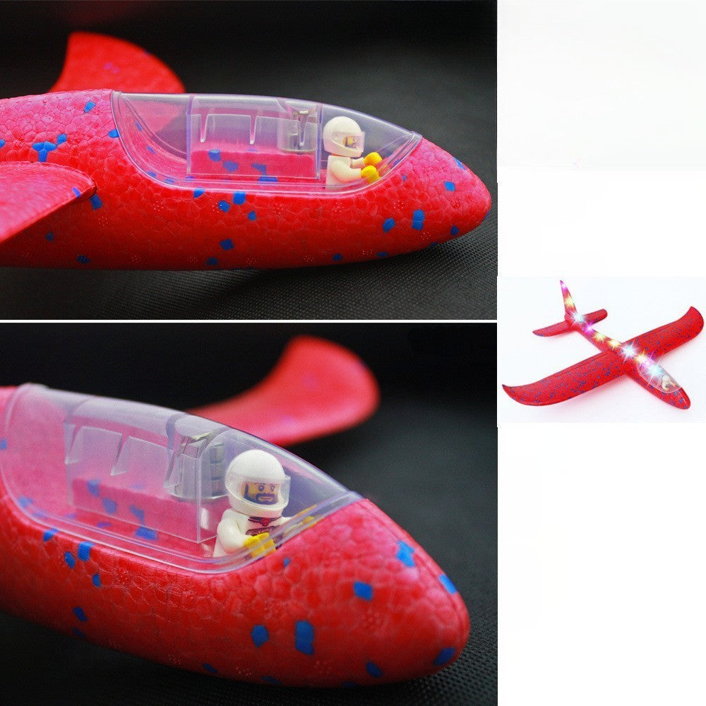 Avion Planor cu Pilot, Flippy, Din Polistiren, Cu Lumini pe Toata Lungimea, 47 cm, Rosu-2
