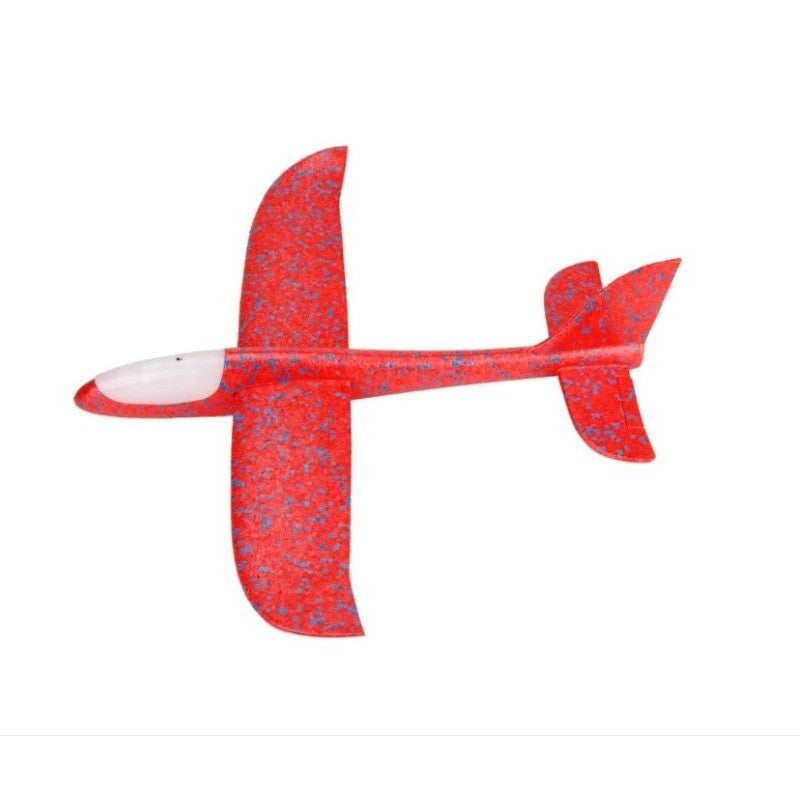 Avion planor din polistiren in punga , lungime 47 cm, cu lumini pe toata lungimea, Rosu , Flippy-1