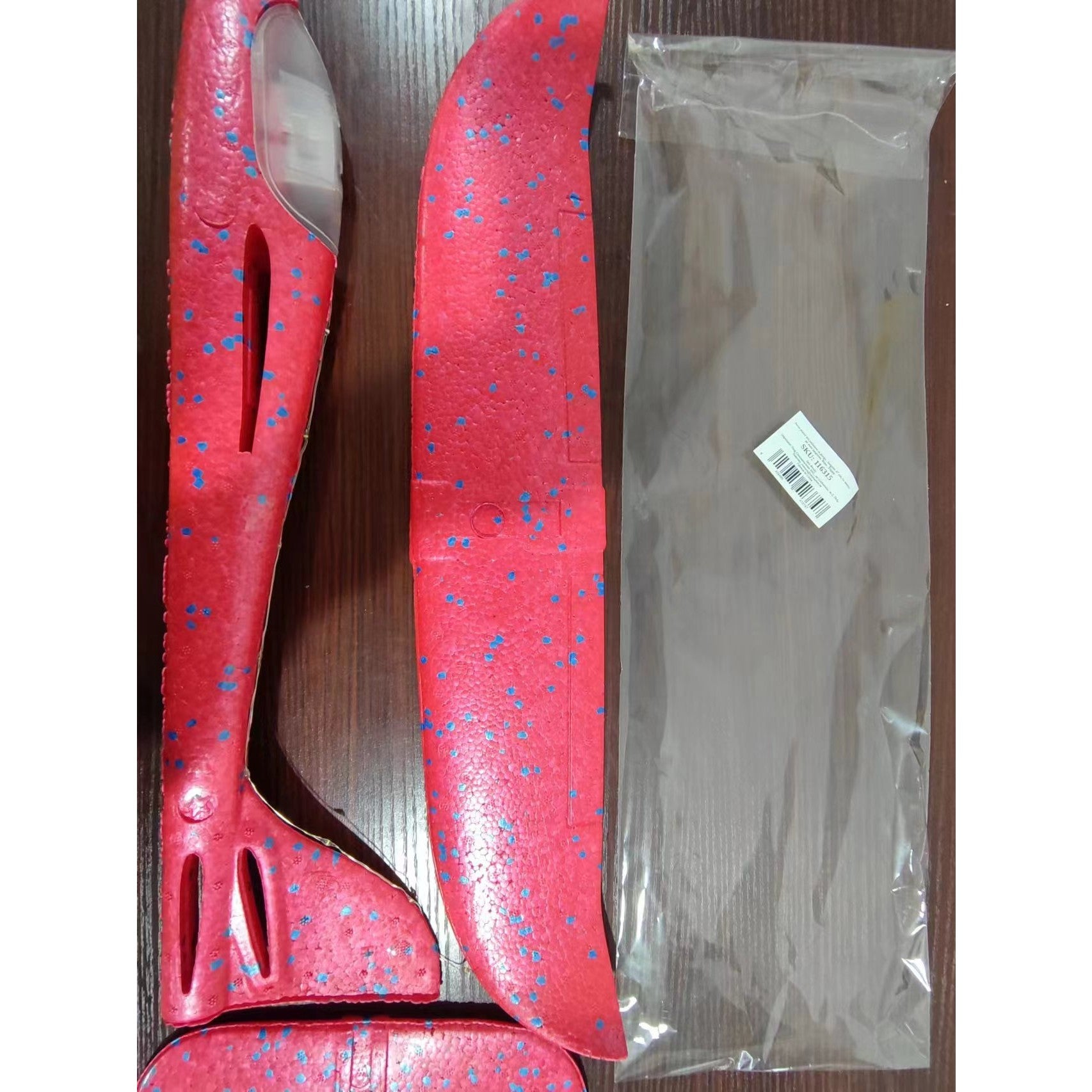 Avion planor din polistiren in punga , lungime 47 cm, cu lumini pe toata lungimea, Rosu , Flippy-5