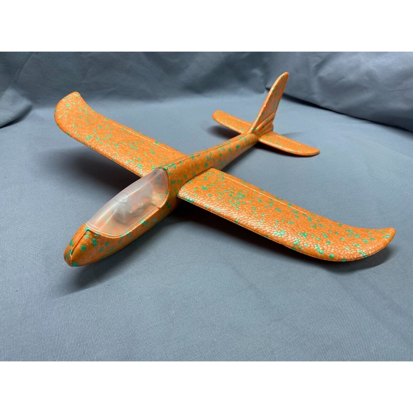 Avion planor din polistiren in punga , lungime 47 cm , cu lumini pe varf, Portocaliu, Flippy-3