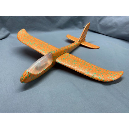Avion planor din polistiren in punga , lungime 47 cm , cu lumini pe varf, Portocaliu, Flippy-3