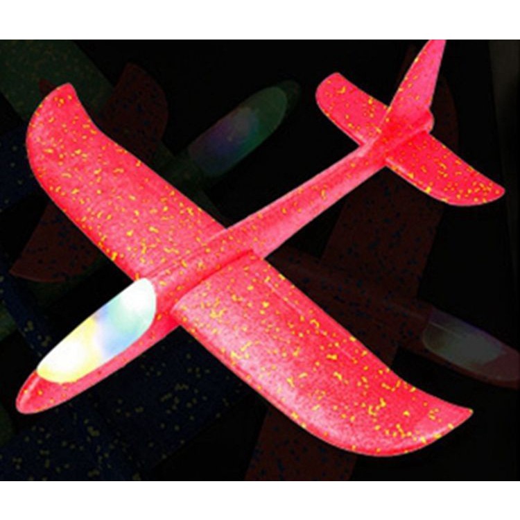 Avion planor din polistiren in punga , lungime 47 cm , Rosu , cu lumini pe cap, Flippy-2