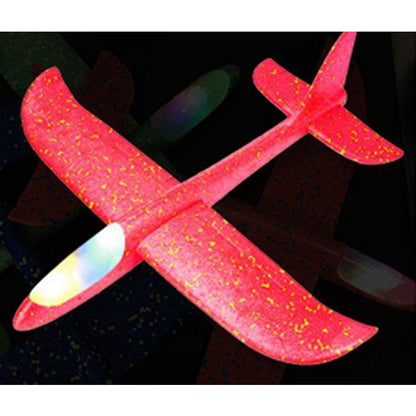 Avion planor din polistiren in punga , lungime 47 cm , Rosu , cu lumini pe cap, Flippy-2