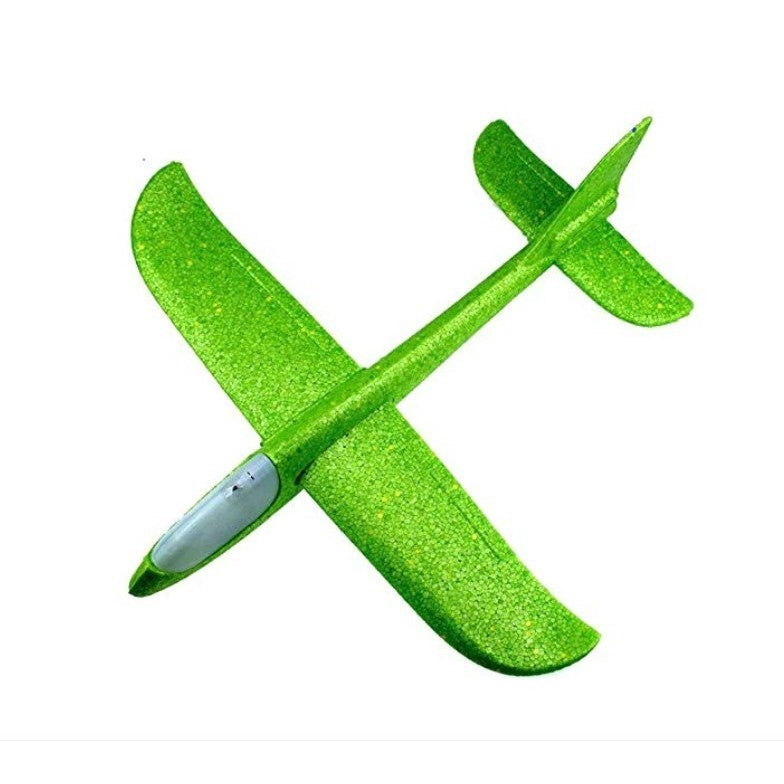 Avion planor din polistiren in punga , lungime 47 cm , Verde, cu lumini pe cap, Flippy-0