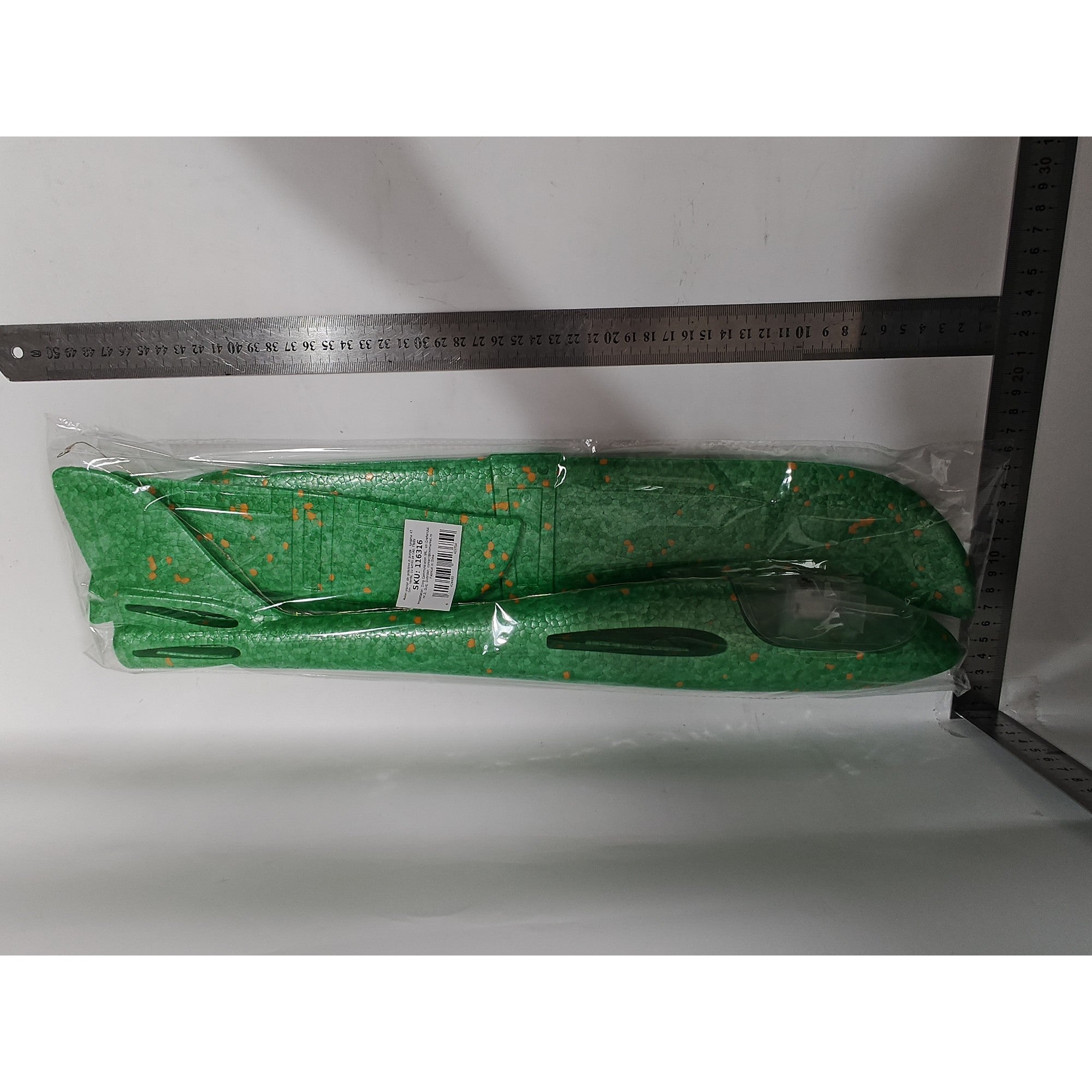 Avion planor din polistiren in punga , lungime 47 cm , Verde, cu lumini pe cap, Flippy-3