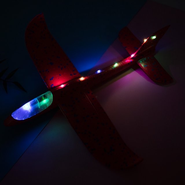 Avion Planor Flippy, cu Lumini pe Toata Lungimea, din Poliester, 48 cm, Rosu-3