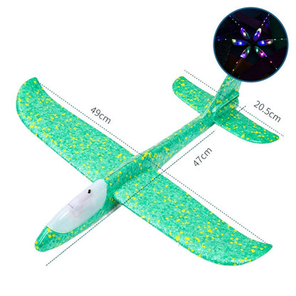 Avion Planor Flippy, cu Lumini pe Toata Lungimea, din Poliester, 48 cm, Verde-1