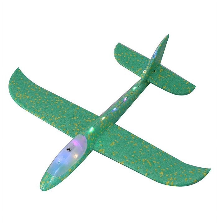 Avion Planor Flippy, cu Lumini pe Toata Lungimea, din Poliester, 48 cm, Verde-0