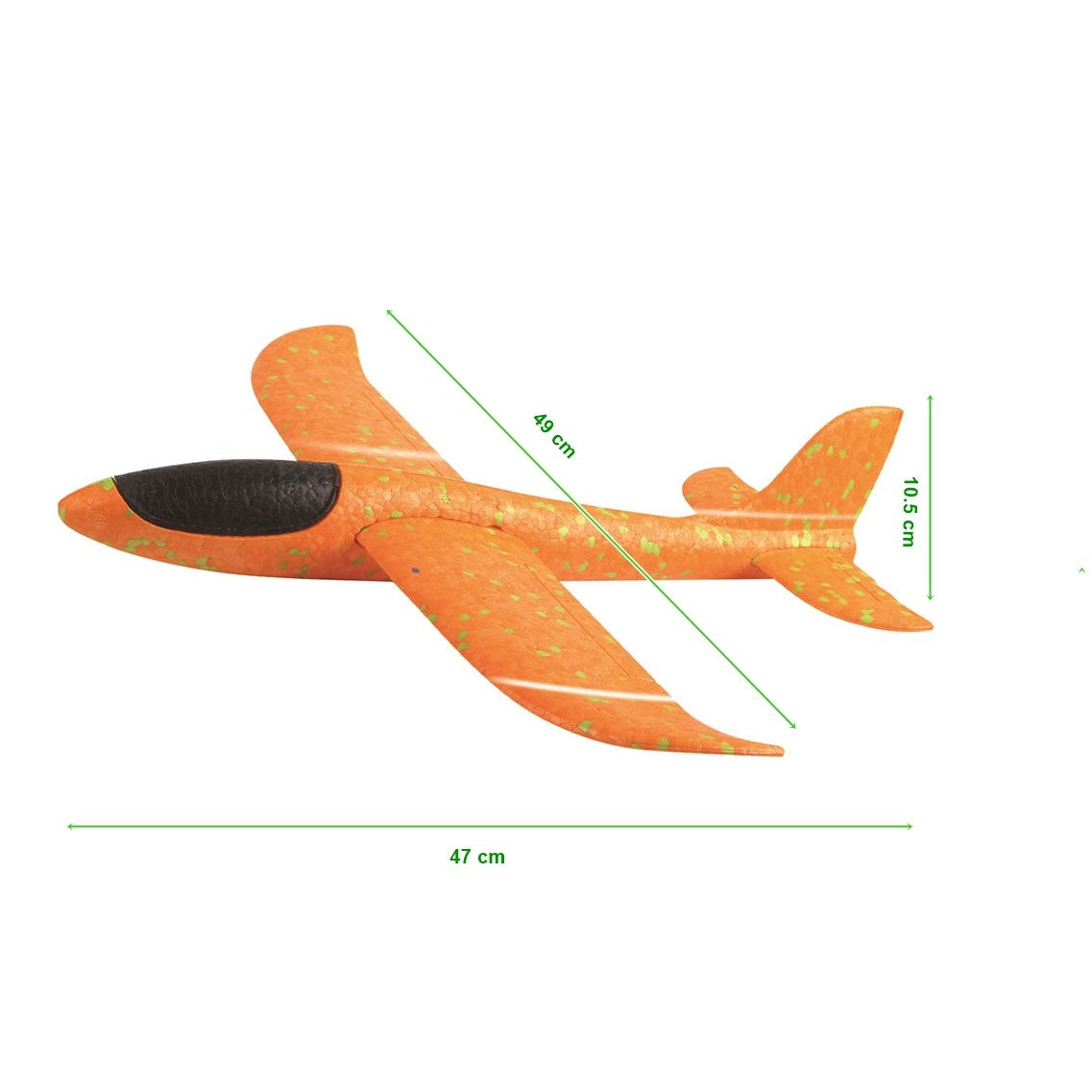 Avion Planor, in punga, Flippy, din Polistiren, Lungime 47 cm, Portocaliu-2