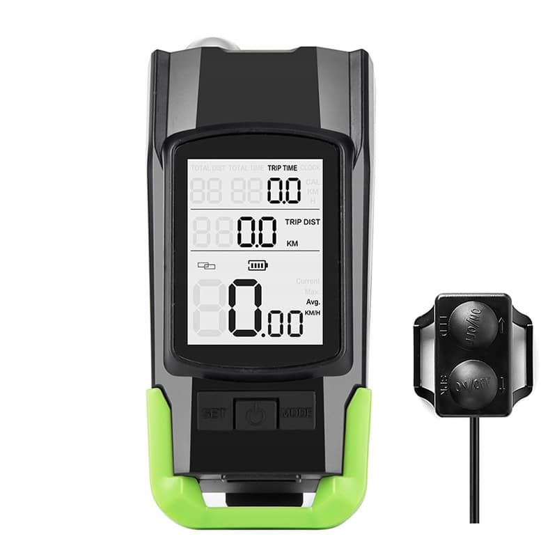 Vitezometru Digital cu lampa Fata + Spate si Claxon, waterproof, pentru bicicleta, model AVX-WT-BK-1718B-2
