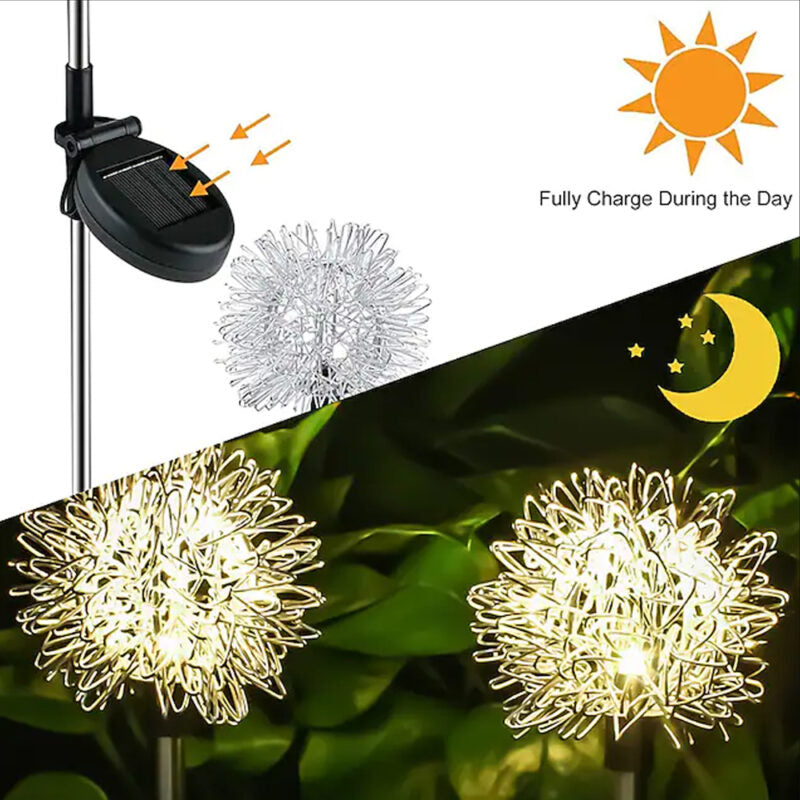 Set 2 Lămpi Solare LED, Formă Păpădie, Lumină Caldă