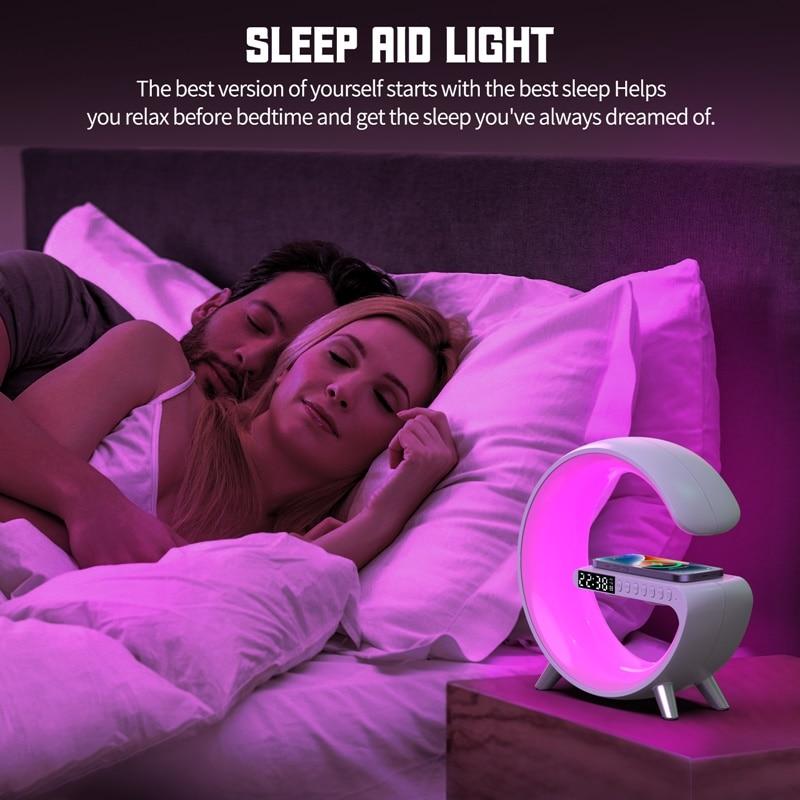 Lampa led RGB G cu boxa Bluetooth, ceas si incarcare wireless, dimensiune mare
