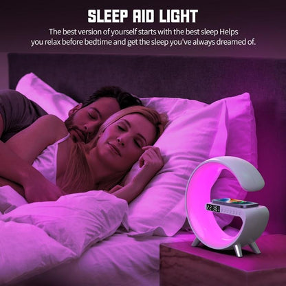 Lampa led RGB G cu boxa Bluetooth, ceas si incarcare wireless, dimensiune mare