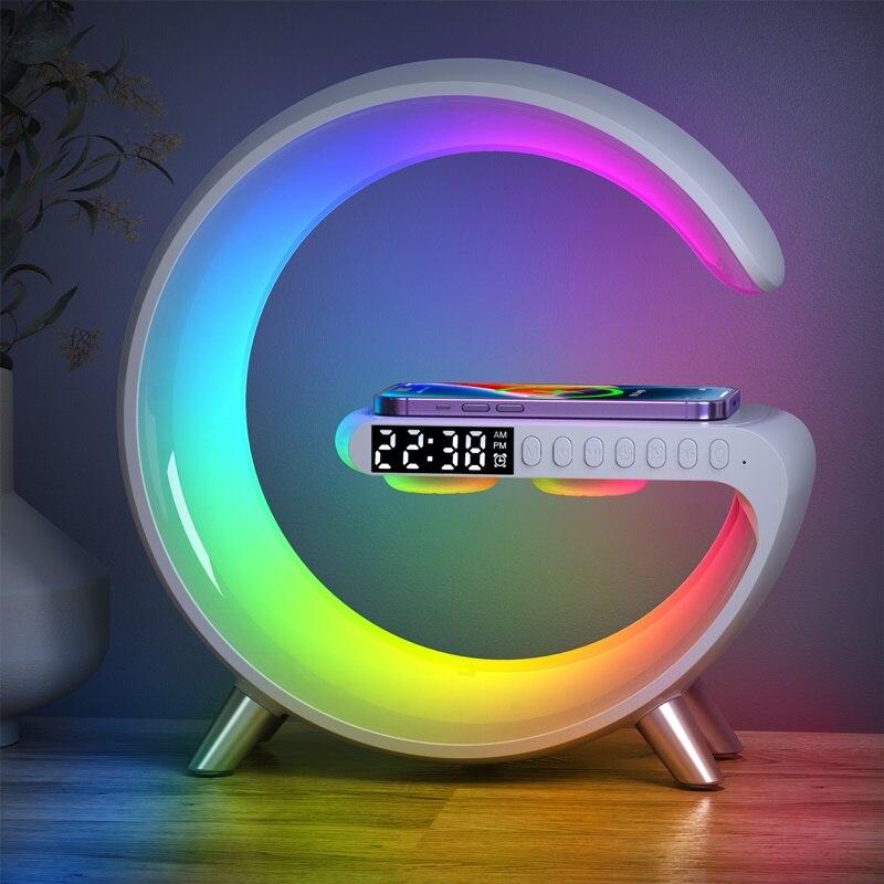 Lampa led RGB G cu boxa Bluetooth, ceas si incarcare wireless, dimensiune mare