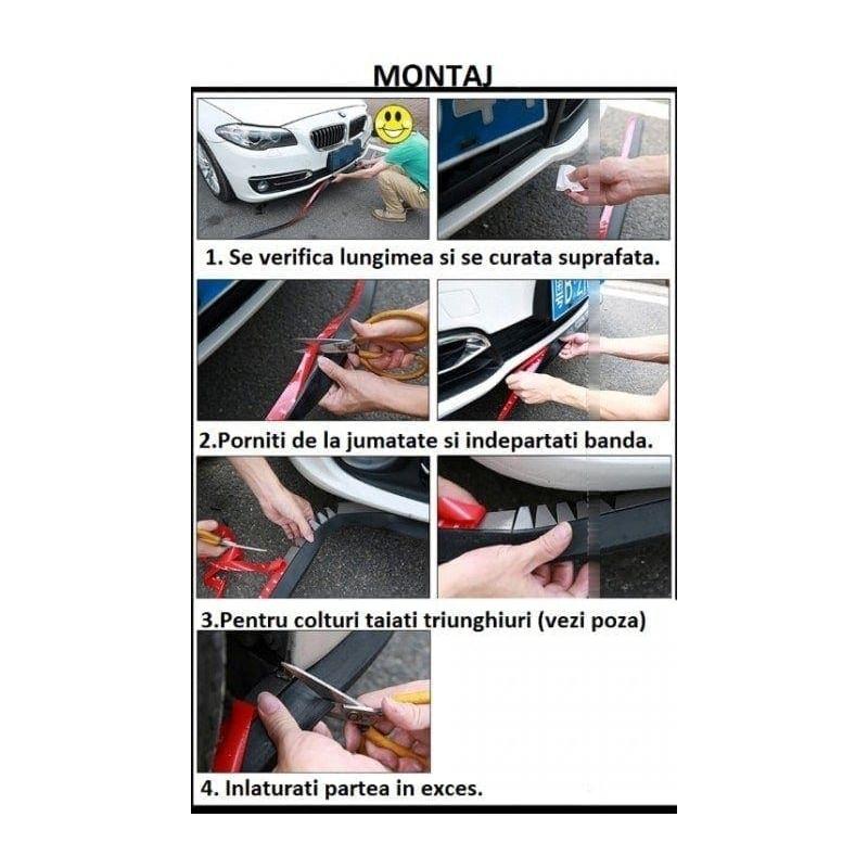 Protectie spoiler, prelungire bara fata/spate din cauciuc, culoare CARBON Negru-5