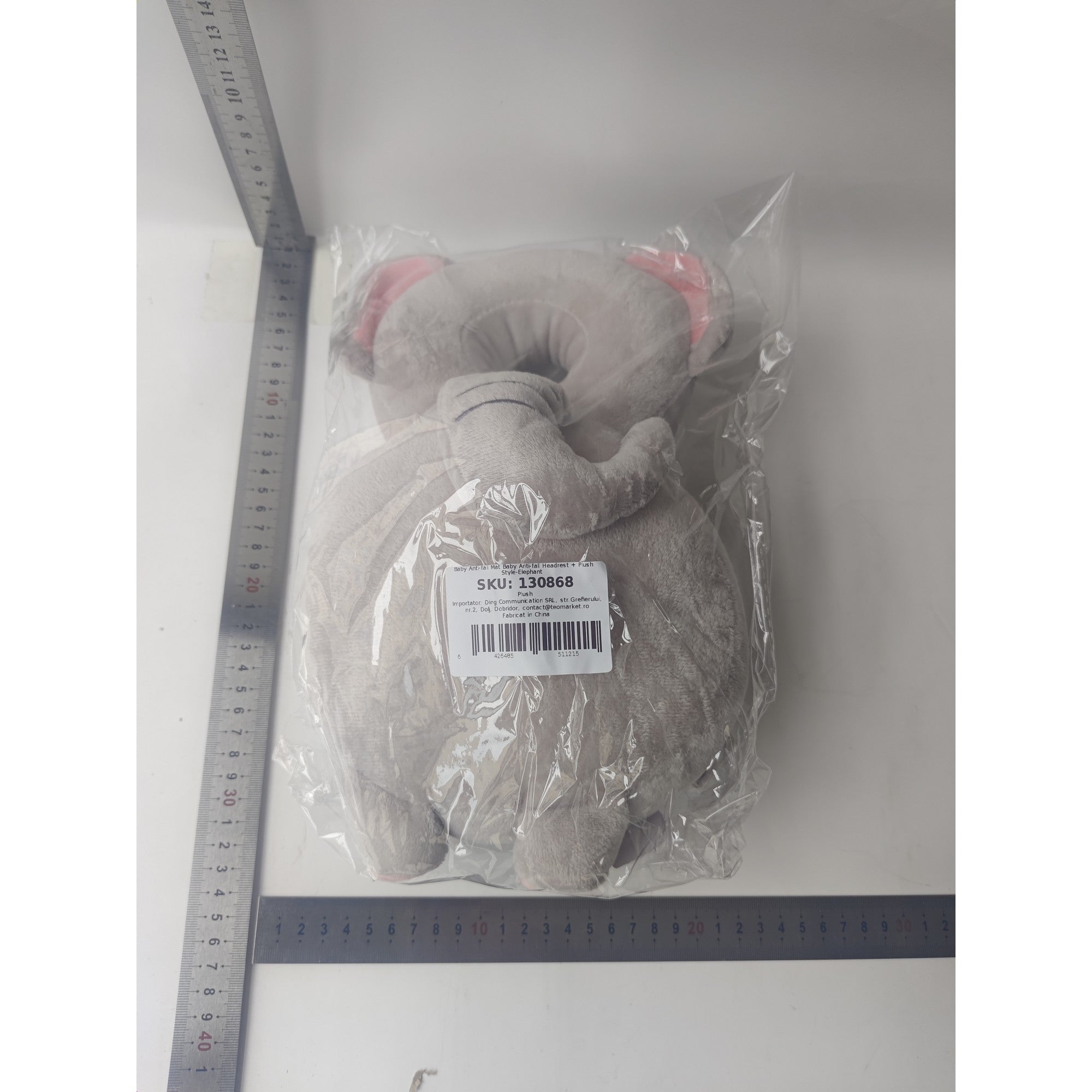 Pernă Anti-Cadere pentru Bebeluși, Flippy, Tetiera tip Elefant de Plus, Gri-1