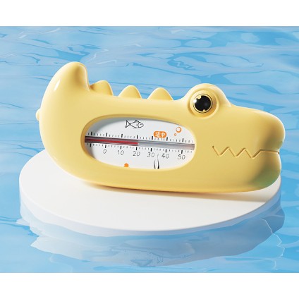 Termometru pentru Baie, Flippy, Plutitor, Rezistent la apă, Multifunctional, Model Crocodil, 2.7x6.5x3.7 cm, Galben-0