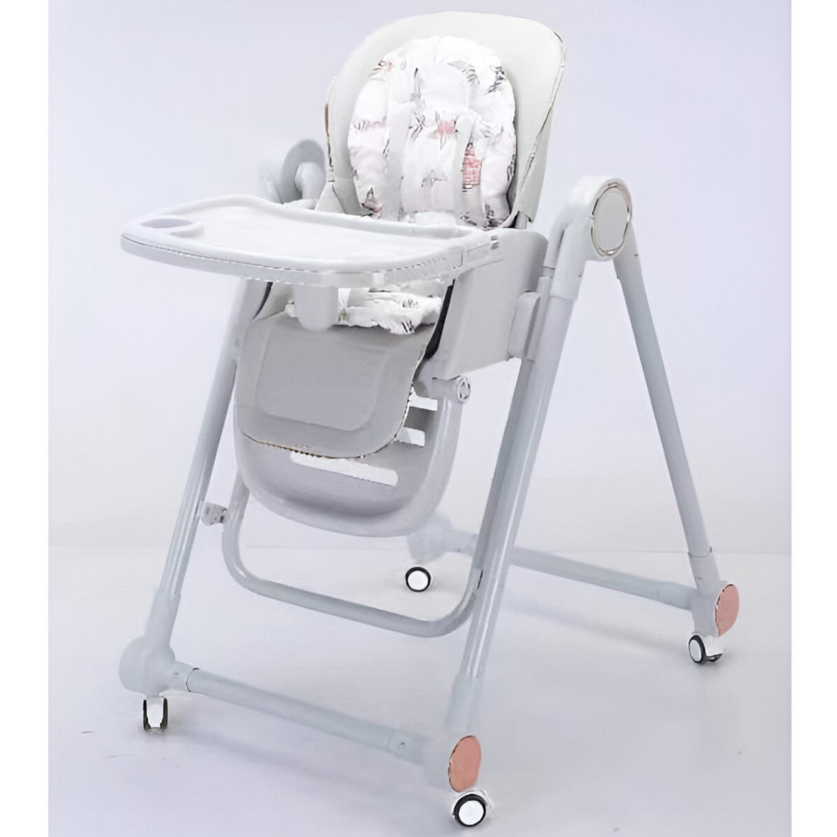 Scaun de Masa pentru Bebelusi si Copii, Flippy, Tavita si Husa Detasabile, Multifuncțional, Stabil, Centura de Siguranta, Inaltime Ajustabila, Spatar Reglabil Moale, Balansoar, de la 6 Luni, Gri-1