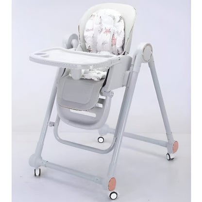 Scaun de Masa pentru Bebelusi si Copii, Flippy, Tavita si Husa Detasabile, Multifuncțional, Stabil, Centura de Siguranta, Inaltime Ajustabila, Spatar Reglabil Moale, Balansoar, de la 6 Luni, Gri-1