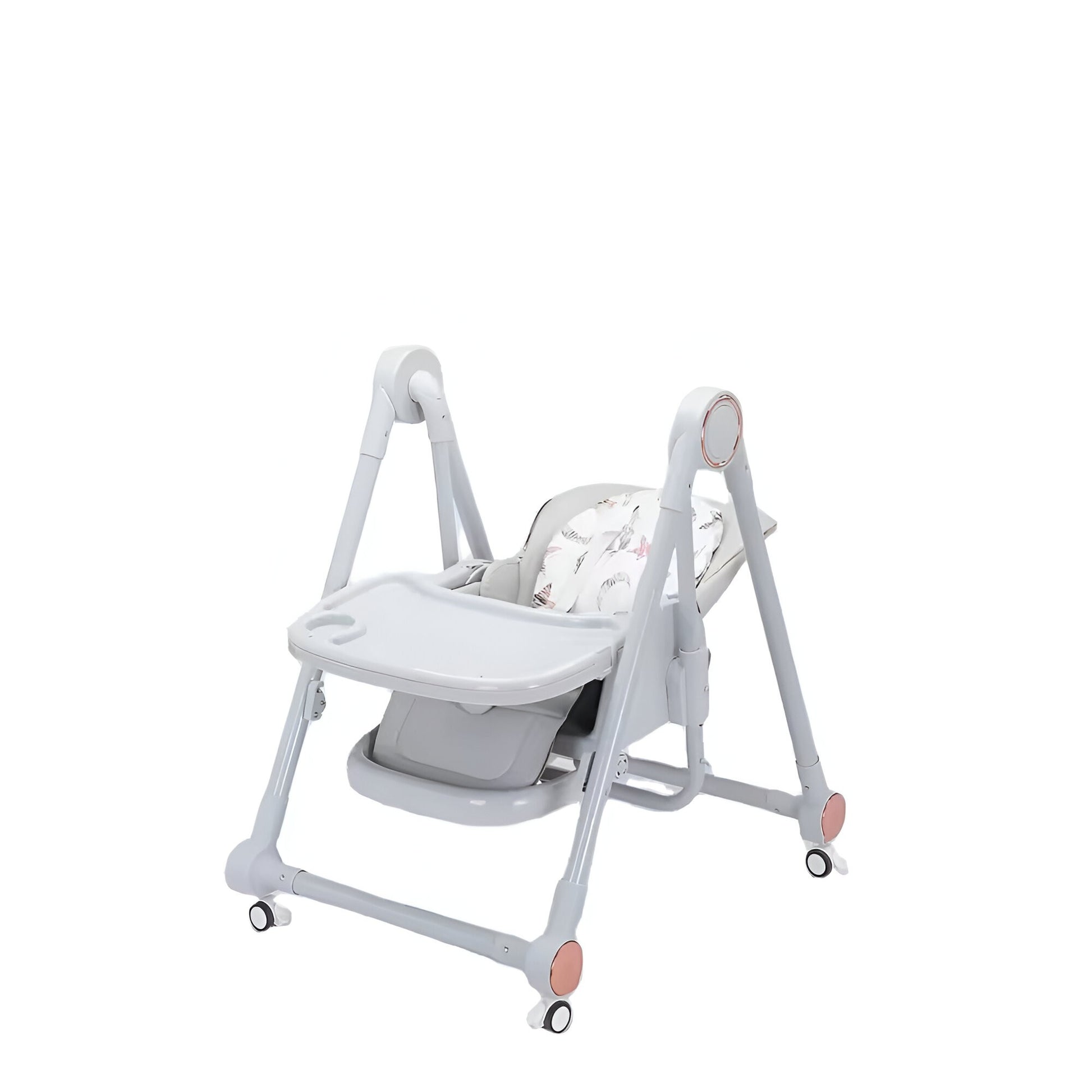 Scaun de Masa pentru Bebelusi si Copii, Flippy, Tavita si Husa Detasabile, Multifuncțional, Stabil, Centura de Siguranta, Inaltime Ajustabila, Spatar Reglabil Moale, Balansoar, de la 6 Luni, Gri-3
