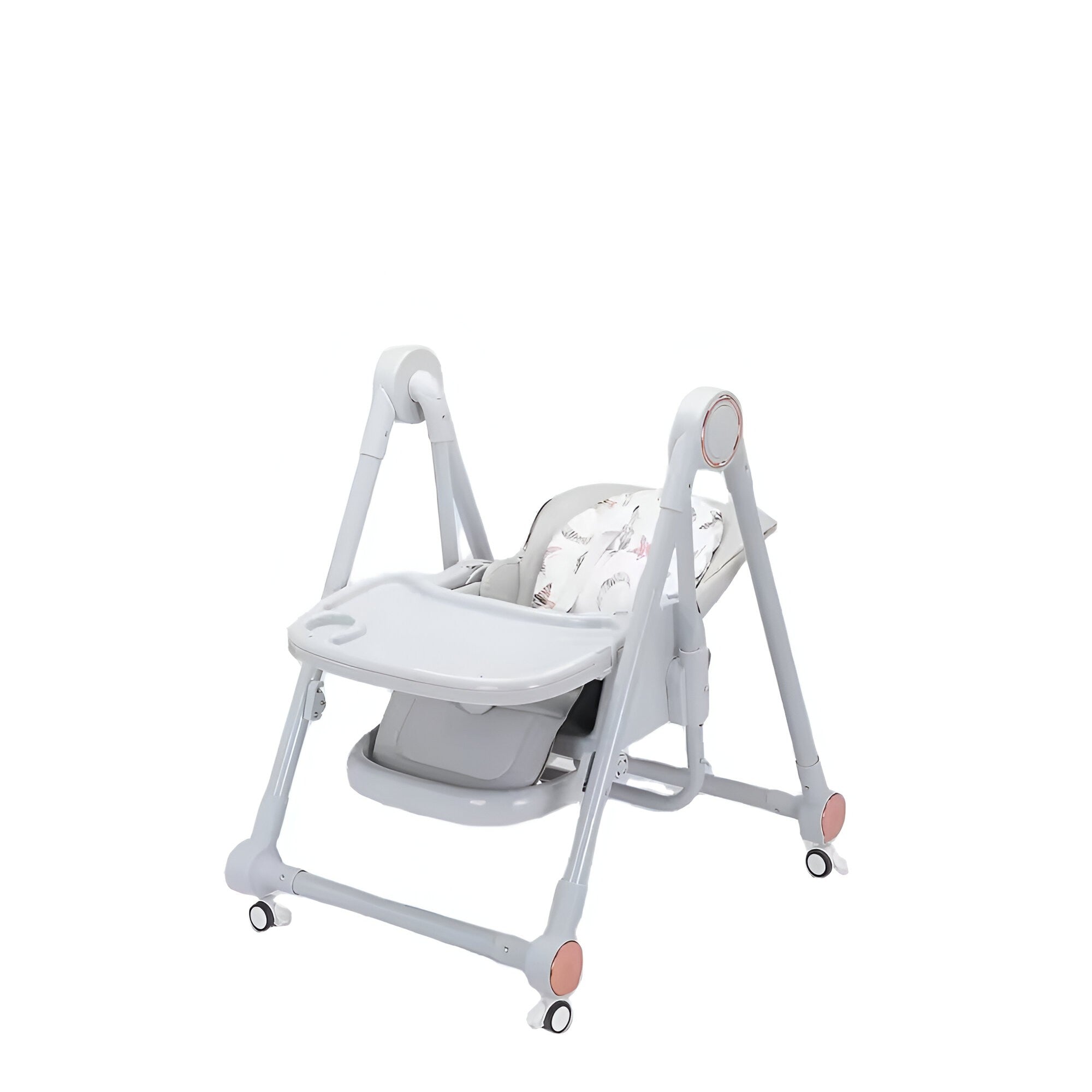 Scaun de Masa pentru Bebelusi si Copii, Flippy, Tavita si Husa Detasabile, Multifuncțional, Stabil, Centura de Siguranta, Inaltime Ajustabila, Spatar Reglabil Moale, Balansoar, de la 6 Luni, Gri-3