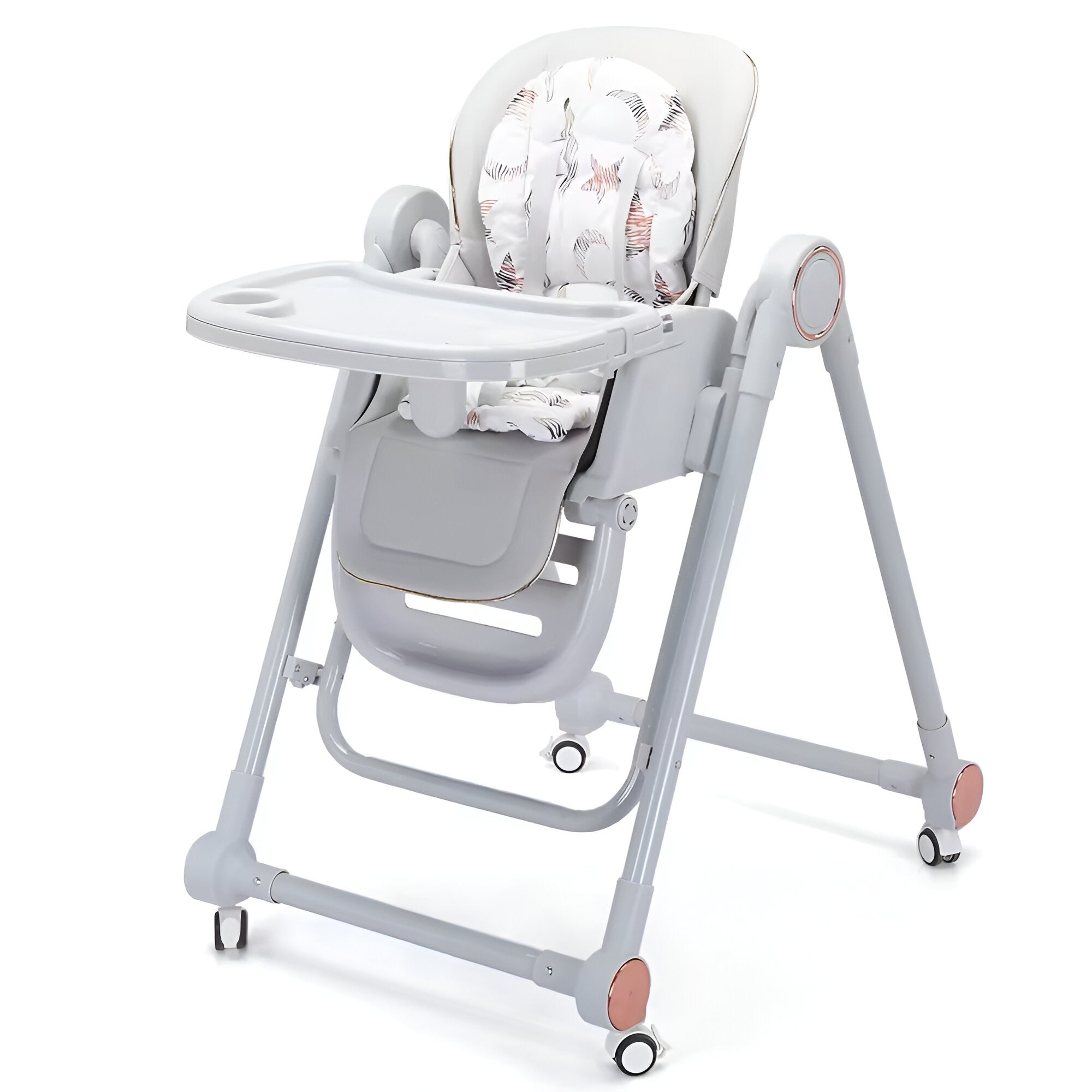 Scaun de Masa pentru Bebelusi si Copii, Flippy, Tavita si Husa Detasabile, Multifuncțional, Stabil, Centura de Siguranta, Inaltime Ajustabila, Spatar Reglabil Moale, Balansoar, de la 6 Luni, Gri-6