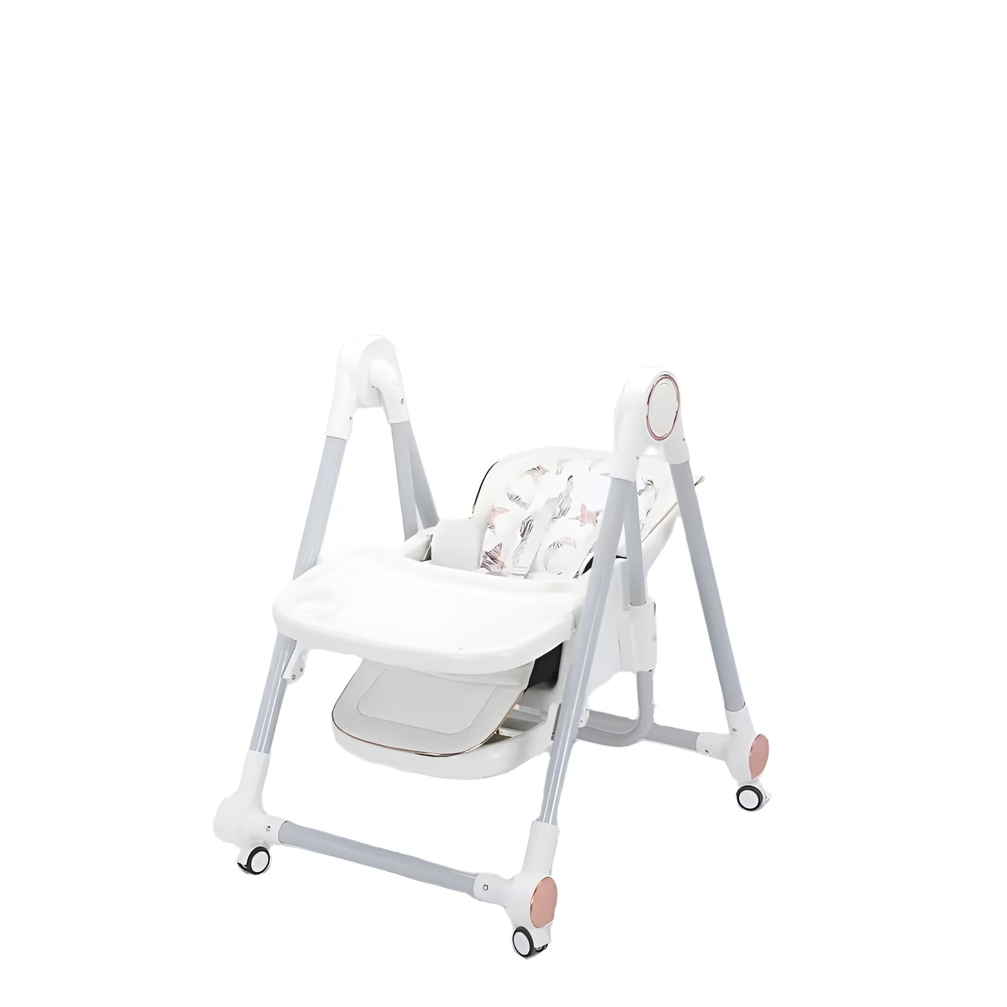 Scaun de Masa pentru Bebelusi si Copii, Flippy, Tavita si Husa Detasabile, Multifuncțional, Stabil, Centura de Siguranta, Inaltime Ajustabila, Spatar Reglabil Moale, Balansoar, de la 6 Luni, Alb-1