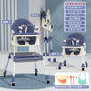 Baby dining table chair seat children's dining table-color: blue + toys + wheels-0