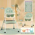 Baby dining table chair seat children's dining table-color: green + toys + wheels-0