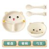 Set 4 piese diversificare bebelusi si copii din silicon Flippy, farfurie compartimentata cu ventuza, bol cu ventuza, tacamuri, fara alergeni, Model Ursulet, Bej-0