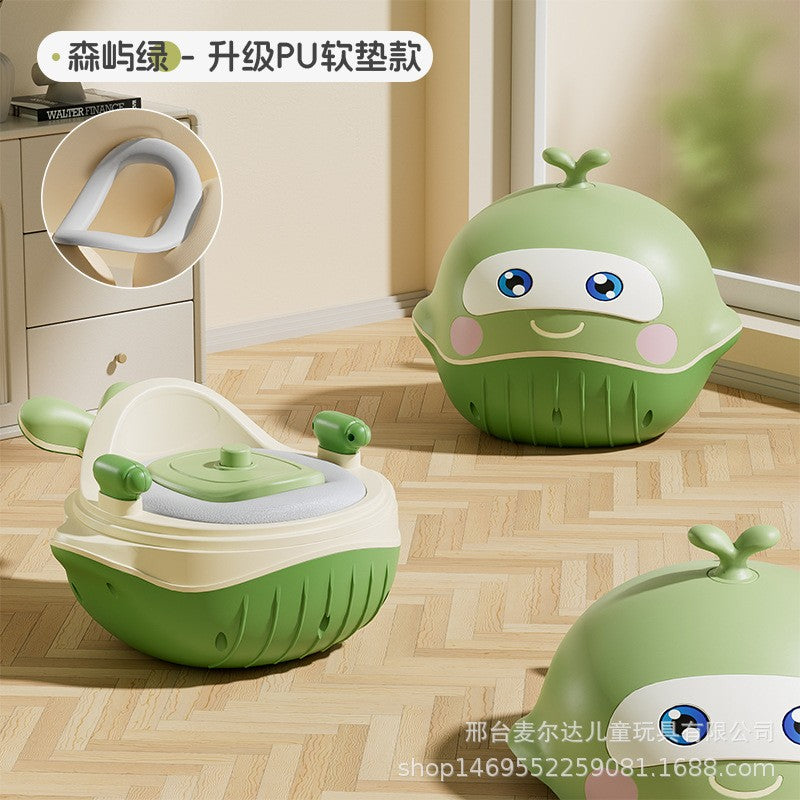 Baby drawer-style small toilet baby thickened toilet seat - color: green whale-0