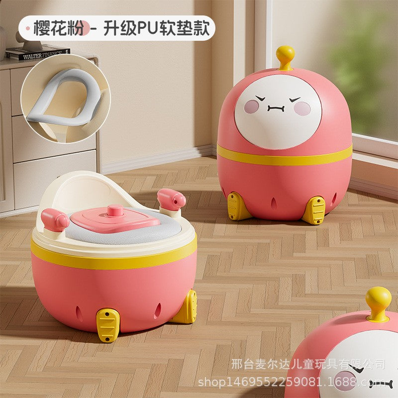 Baby drawer-style small toilet baby thickened toilet seat - color: pink egg-0