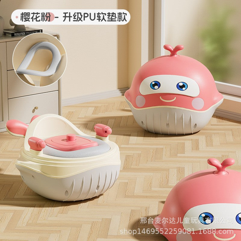 Baby drawer-style small toilet baby thickened toilet seat - color: pink whale-0