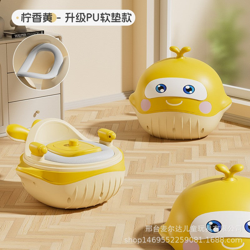 Baby drawer-style small toilet baby thickened toilet seat - color: yellow whale-0