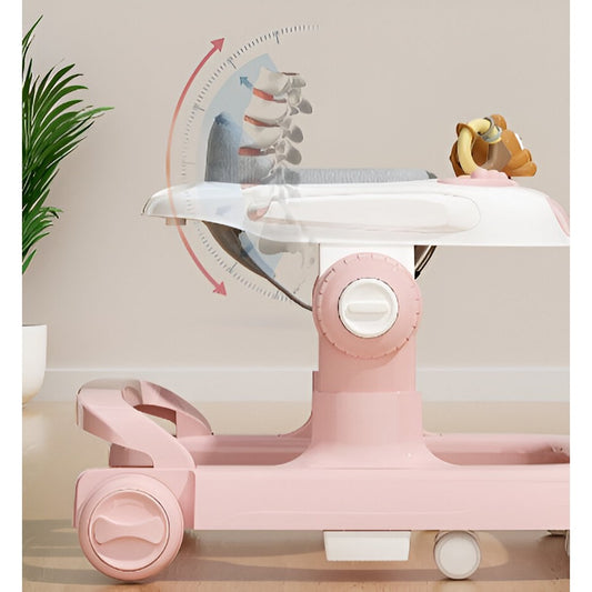Premergator Multifunctional cu Roti Flippy, Model Iepuras, Inaltime Ajustabila, Tavita, Muzica, Lumini, 66x59x41 cm, Roz-1