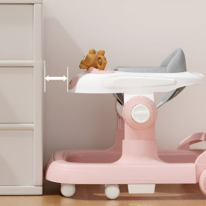 Premergator Multifunctional cu Roti Flippy, Model Iepuras, Inaltime Ajustabila, Tavita, Muzica, Lumini, 66x59x41 cm, Roz-4