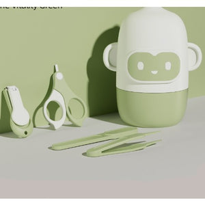 Set Ingrijire Unghii pentru Bebelusi, Flippy, Cutie de Depozitare in Forma de Maimutica, 12x6.5x12 cm, Verde-0