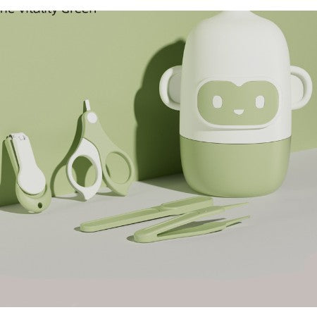 Set Ingrijire Unghii pentru Bebelusi, Flippy, Cutie de Depozitare in Forma de Maimutica, 12x6.5x12 cm, Verde-0