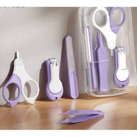 Set Ingrijire Unghii pentru Bebelusi, Flippy, Cutie de Depozitare Transparenta, 13.6x8x2 cm, Mov-0
