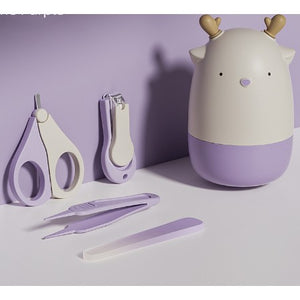 Set Ingrijire Unghii pentru Bebelusi, Flippy, Cutie de Depozitare in Forma de Cerb, 11x6x11 cm, Mov-0