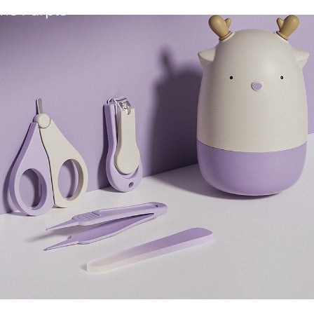 Set Ingrijire Unghii pentru Bebelusi, Flippy, Cutie de Depozitare in Forma de Cerb, 11x6x11 cm, Mov-0