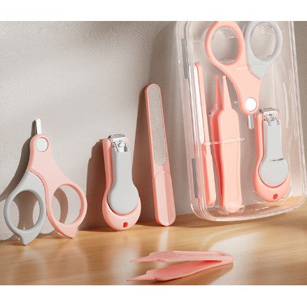 Set Ingrijire Unghii pentru Bebelusi, Flippy, Cutie de Depozitare Transparenta, 7x10x6 cm, Roz-0