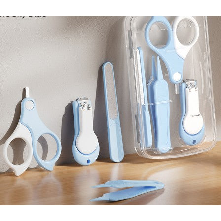 Set Ingrijire Unghii pentru Bebelusi, Flippy, Cutie de Depozitare Transparenta, 13.6x8x2 cm, Blue-0