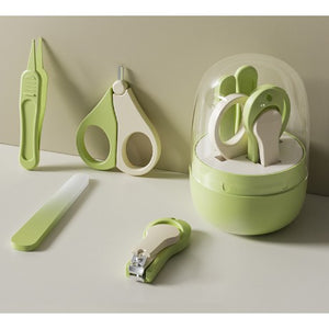 Set Ingrijire Unghii pentru Bebelusi, Flippy, Cutie de Depozitare in Forma de Borcan, 13.6x8x2 cm, Verde-Transparent-0